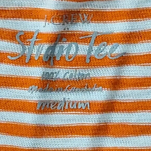 J. Crew Orange & White Striped Studio Tee Size Medium - Picture 4 of 10